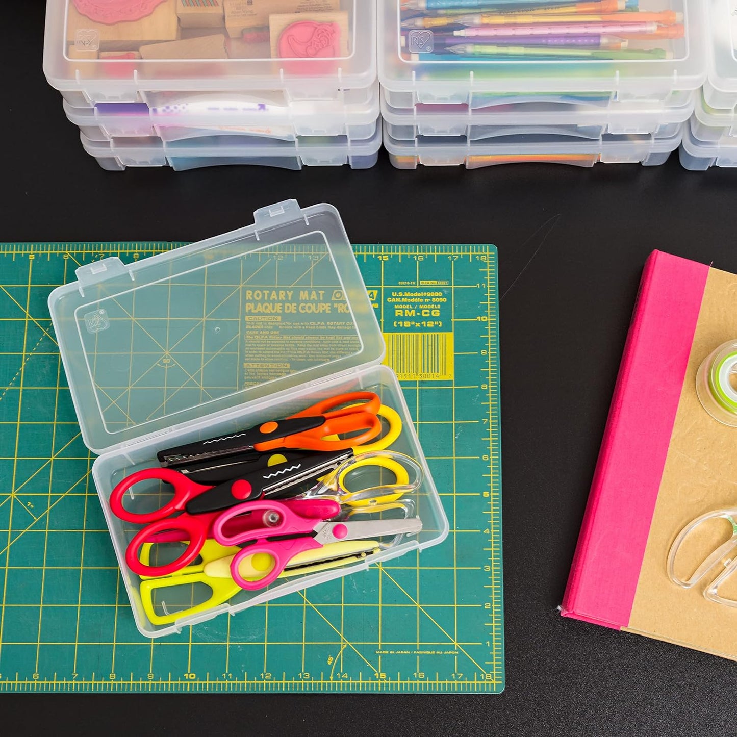IRIS USA Pencil Case Boxes, 10-Pack, |Made in USA|, Plastic Bead Organizing Containers with Snap Lid for Arts, Crafts, Ephemera, Stickers, & Dance Cheer, Clear - Small