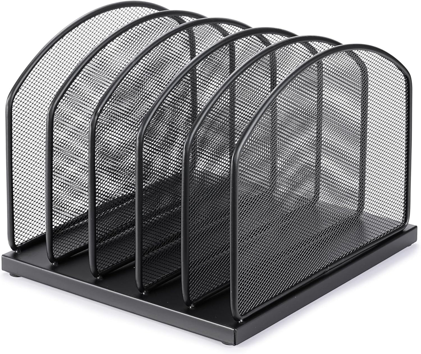 Huron 8-Slot Vertical File Binder Organizer Storage, Black Steel Mesh