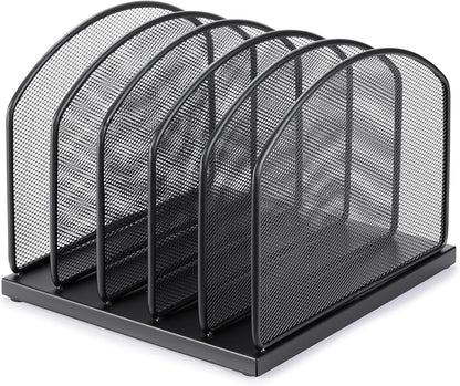 Huron 8-Slot Vertical File Binder Organizer Storage, Black Steel Mesh