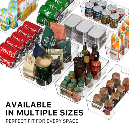 Simple Houseware 4 Pcs Kitchen Clear Bin Storage Organizer, 15" x 8" x 3.75"