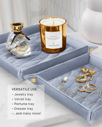 Benevolence LA Perfume & Jewelry Trays for Dresser, Set of 2 | Vanity Valet Organizer, Catch-All Tray for Makeup & Accessories | Decorative Desk & Dressing Table Organizer – Dusty Pink