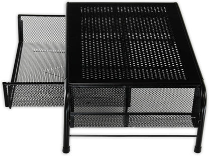 Simple Houseware Metal Desk Monitor Stand Riser with Organizer Drawer, Black, 2 Packs
