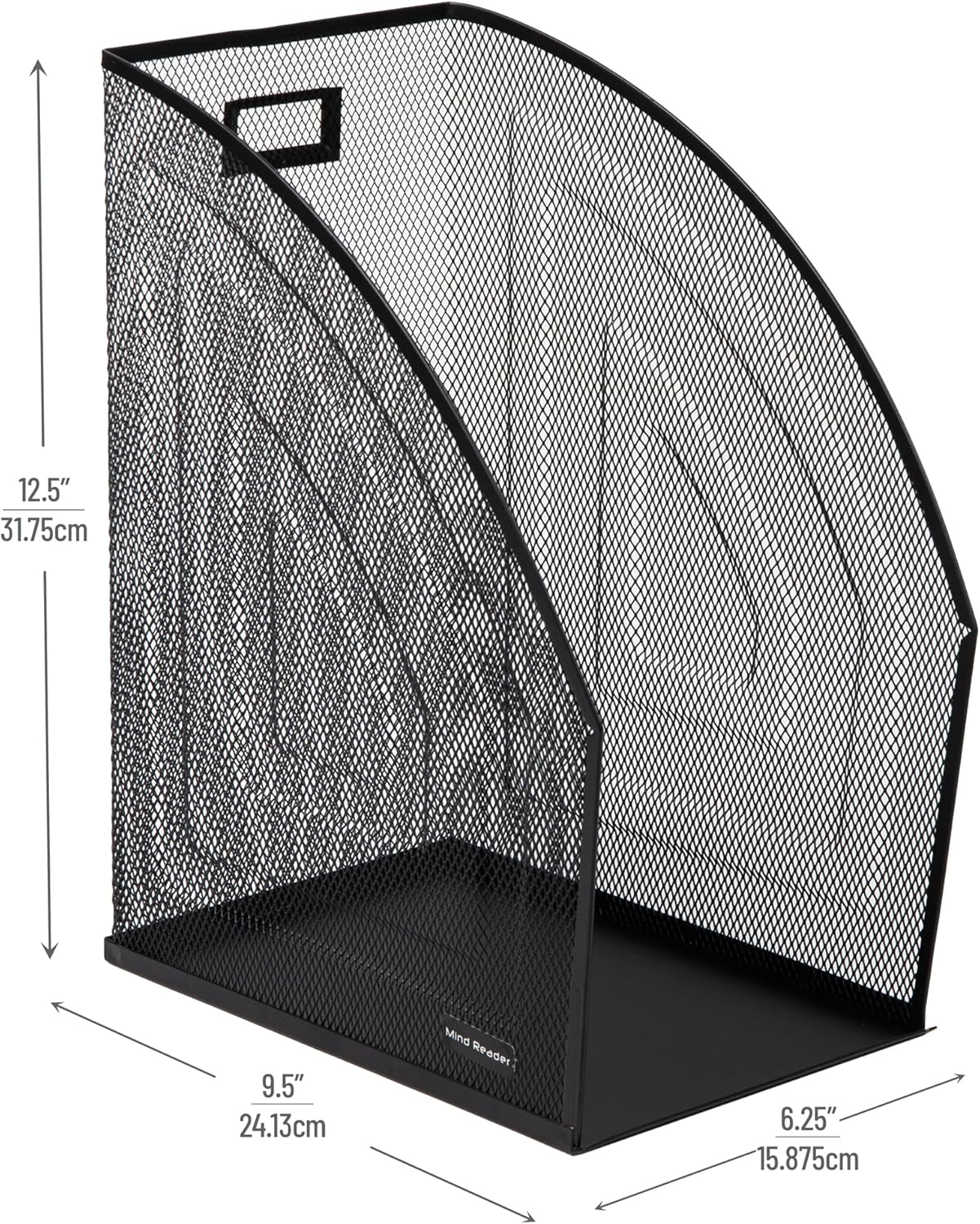 Mind Reader Vertical File Organizers, Desktop File Holders for Folders, Magazines, and Paperwork, Workspace Organizer, Metal Mesh, Set of 2, Black