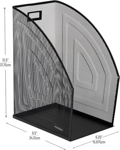 Mind Reader Vertical File Organizers, Desktop File Holders for Folders, Magazines, and Paperwork, Workspace Organizer, Metal Mesh, Set of 2, Black