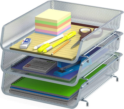 Simple Houseware Stackable Desk File Document Letter Tray Organizer, 3 Packs, Black