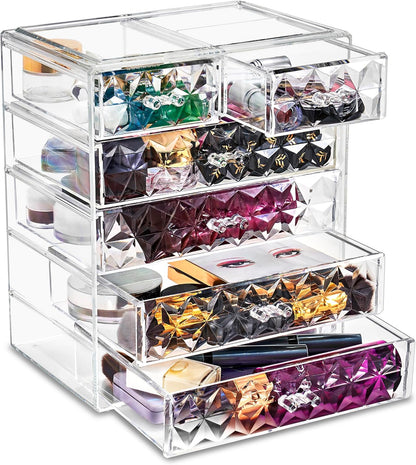 Sorbus Acrylic Makeup Organizer Set, 6-Drawer Vanity & Countertop Cosmetic Storage with Small & Wide Drawers, Clear Makeup Storage for Brushes, Lipsticks, Jewelry – Holiday Gift for Women & Teens