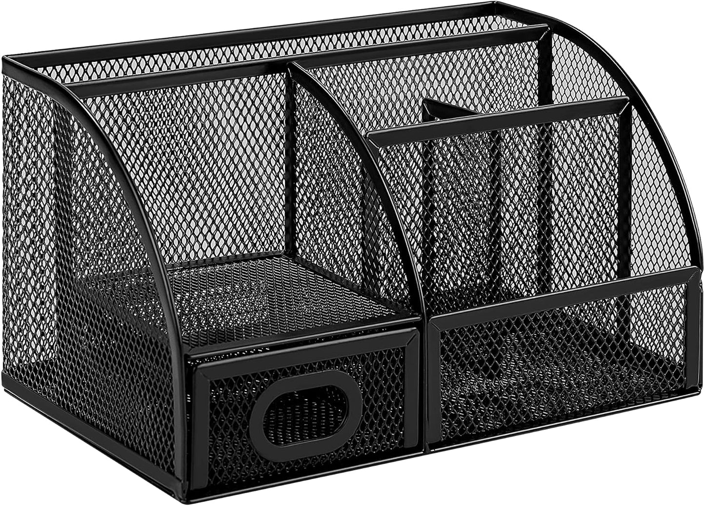Amazon Basics Wire Mesh Pen Holder, Pencil Cup Desk Organizer for Stationery, Scissors, Office Caddy Storage, 3.7" x 3.3", Black