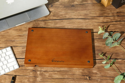 Shinpuru Wooden Valet Tray for Men, Nightstand Organizer with Leather Inlay, EDC Essentials Catchall Tray for Keys, Phone, Wallet, Watch, Earbuds - Bedside Desk Entryway Tray (Wood)
