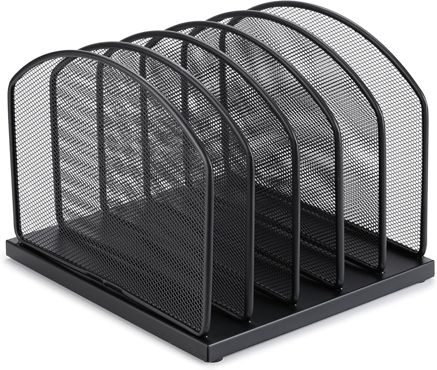 Huron 8-Slot Vertical File Binder Organizer Storage, Black Steel Mesh