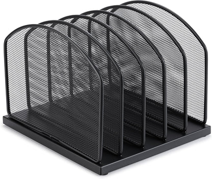 Huron 8-Slot Vertical File Binder Organizer Storage, Black Steel Mesh