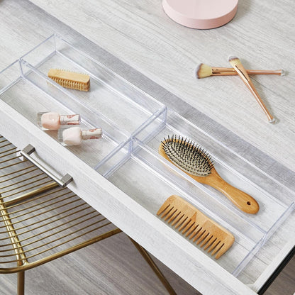 iDesign Clarity Drawer, Kitchen and Bathroom Organization Silverware, Spatulas, Gadgets, Large-Set of 2
