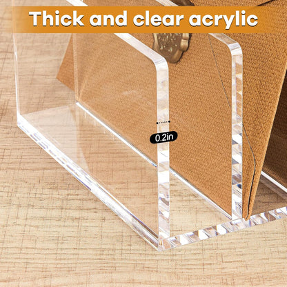 Acrylic Mail Organizer File Sorters for Desk,3-Section Laddered Desktop Vertical Letter Holder,Desk Organizer Workspace Organizer