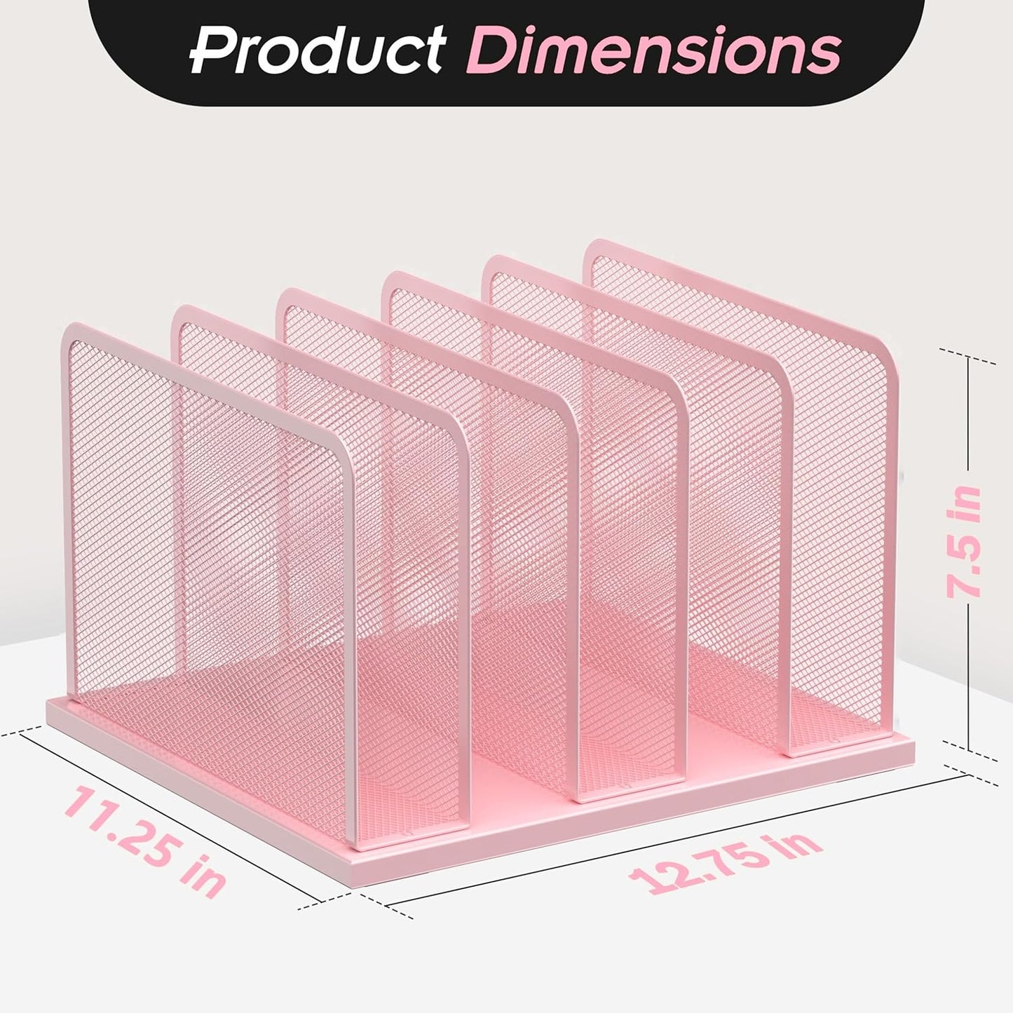 Kuntine.B Desk File Organizer 5 Sections Upright Mesh Desktop Organizer File Sorter Office Organization File Holder for Home, Office & Classroom