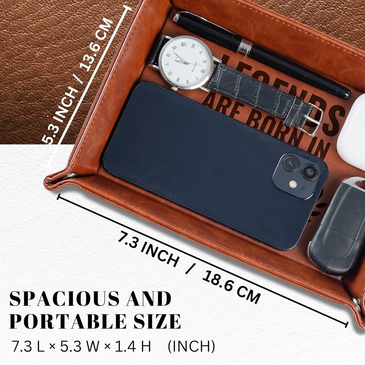 INNObeta Birthday Gifts for Men, Happy Birthday Valet Tray for Him, Male, Boyfriend, Son, Husband, Dad, Desktop Organizer PU Leather Tray - Legends are Born in September