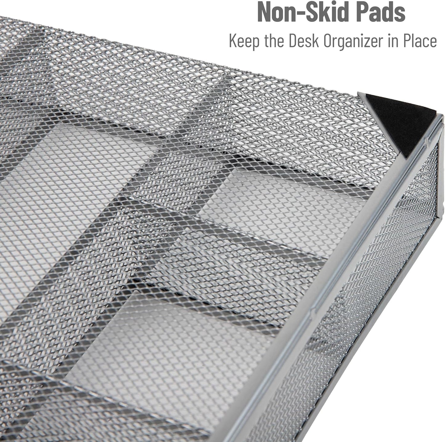 Mind Reader Expandable Mesh Desk Drawer Organizer, Adjustable from 9.25" to 17.125", Office Supply Storage Tray, Makeup Organizer, Black