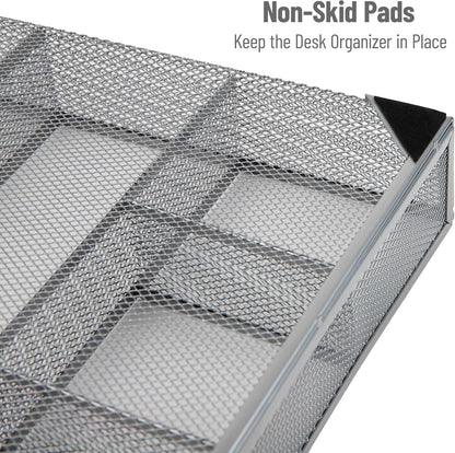 Mind Reader Expandable Mesh Desk Drawer Organizer, Adjustable from 9.25" to 17.125", Office Supply Storage Tray, Makeup Organizer, Black