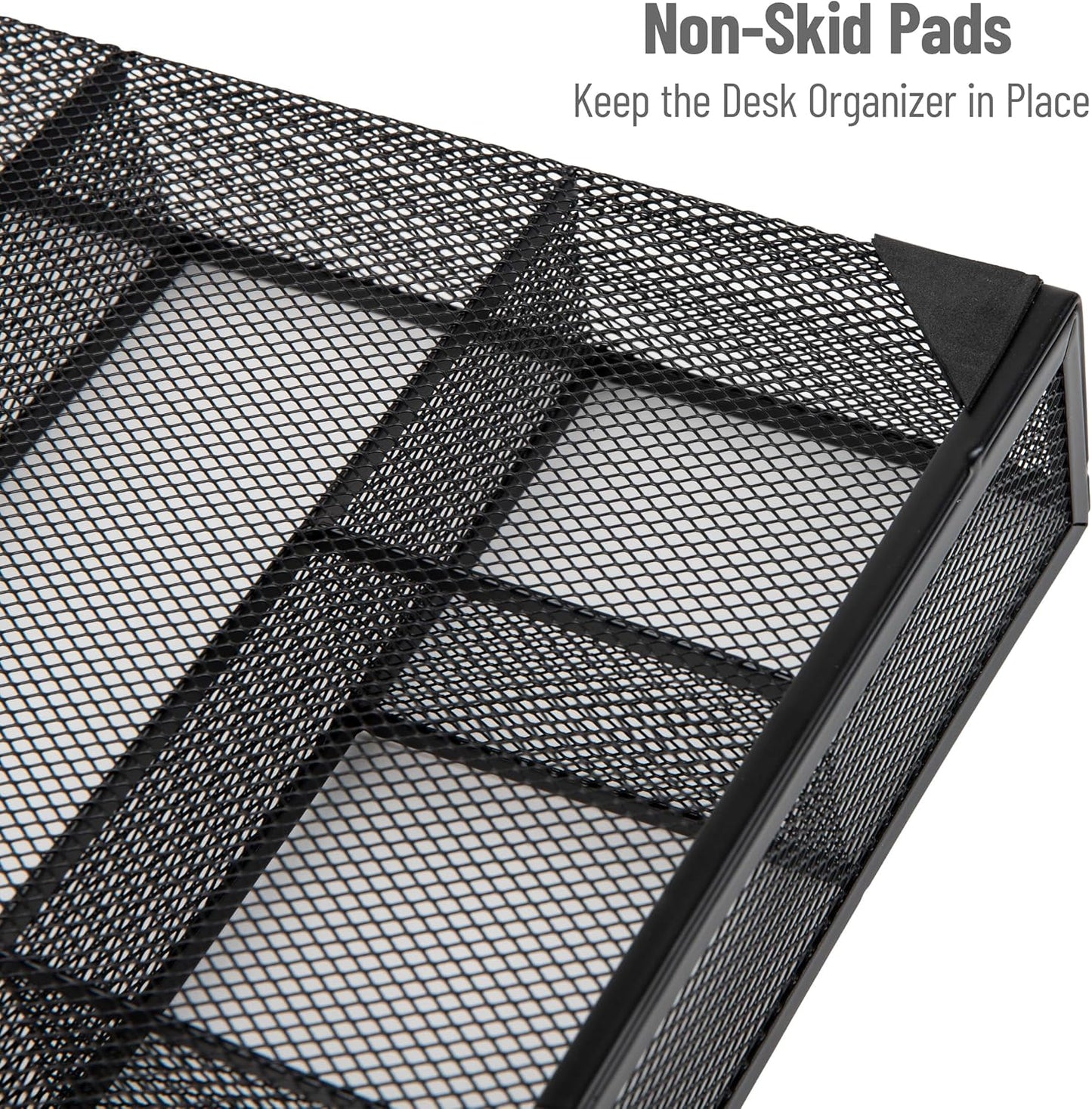 Mind Reader Expandable Mesh Desk Drawer Organizer, Adjustable from 9.25" to 17.125", Office Supply Storage Tray, Makeup Organizer, Black