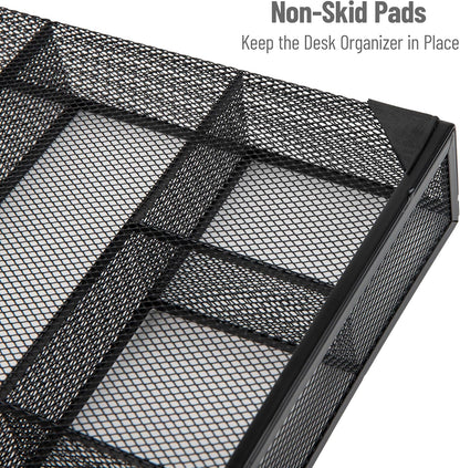 Mind Reader Expandable Mesh Desk Drawer Organizer, Adjustable from 9.25" to 17.125", Office Supply Storage Tray, Makeup Organizer, Black