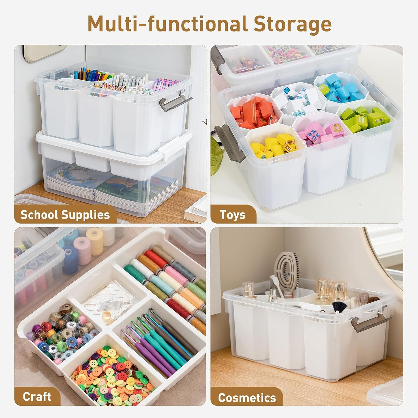 Citylife 17 QT Plastic Storage Bins Clear Storage Box with Lids Multipurpose Stackable Storage Containers for Organizing Tool, Craft, Crayon