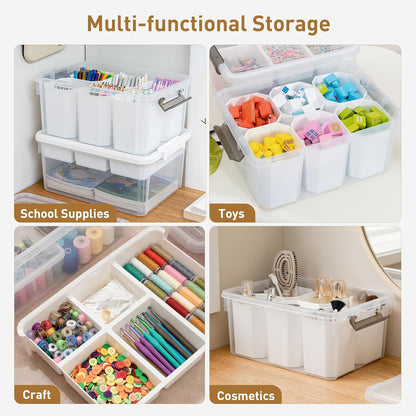 Citylife 17 QT Plastic Storage Bins Clear Storage Box with Lids Multipurpose Stackable Storage Containers for Organizing Tool, Craft, Crayon