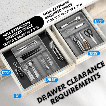 Simple Houseware Expandable & Adjustable Cutlery Drawer Organizer - Large Utensil and Flatware Tray for Kitchen Drawers, White