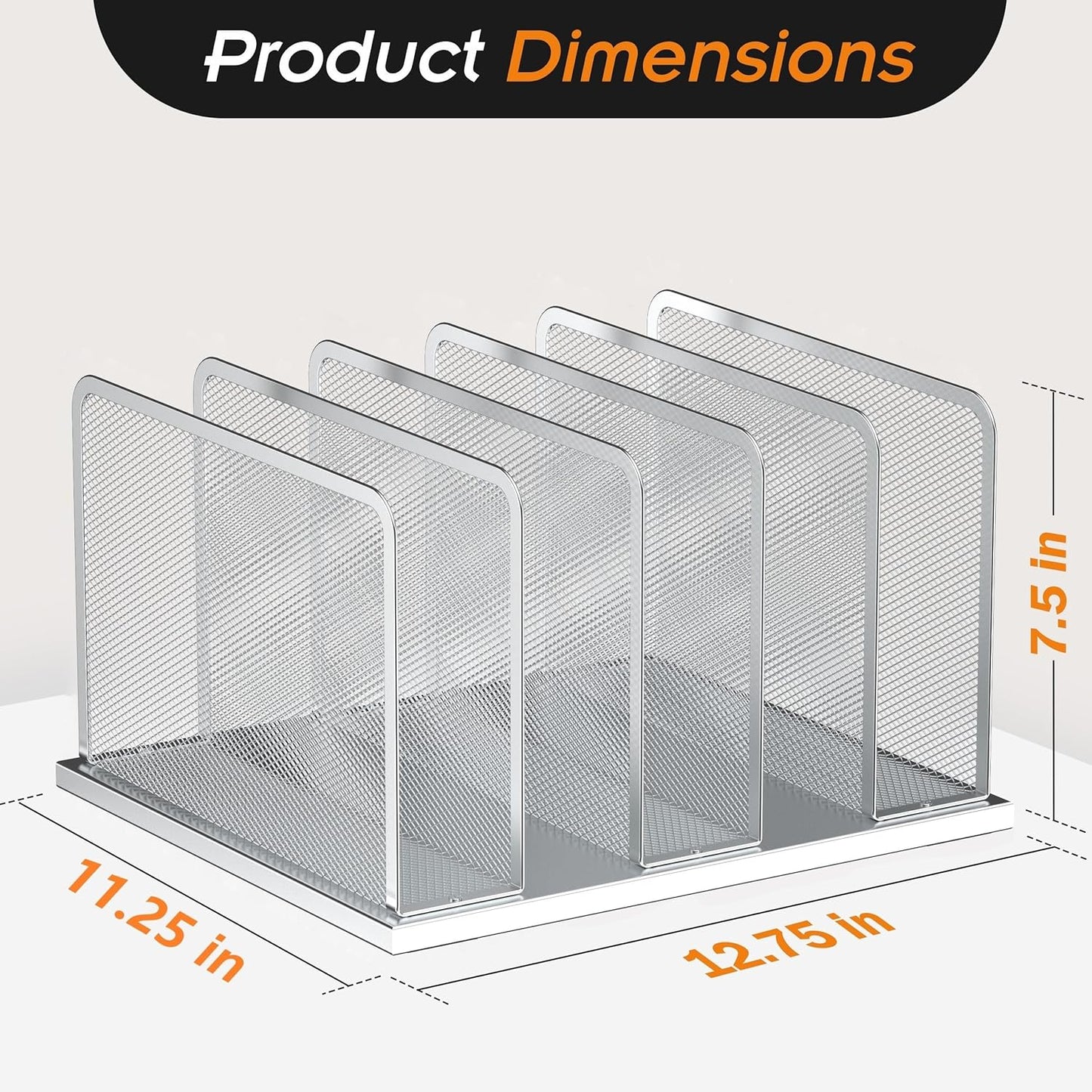 Kuntine.B Desk File Organizer 5 Sections Upright Mesh Desktop Organizer File Sorter Office Organization File Holder for Home, Office & Classroom