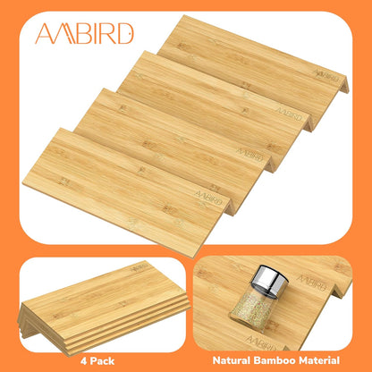 AMBIRD Spice Drawer Organizer, 4 Tier-2 Set Clear Spice Rack Tray Expandable From 11'' to 22'', Seasoning Organizer with non-slip tape for Kitchen, Cabinet, Drawers, Countertop(JARS NOT INCLUDED)