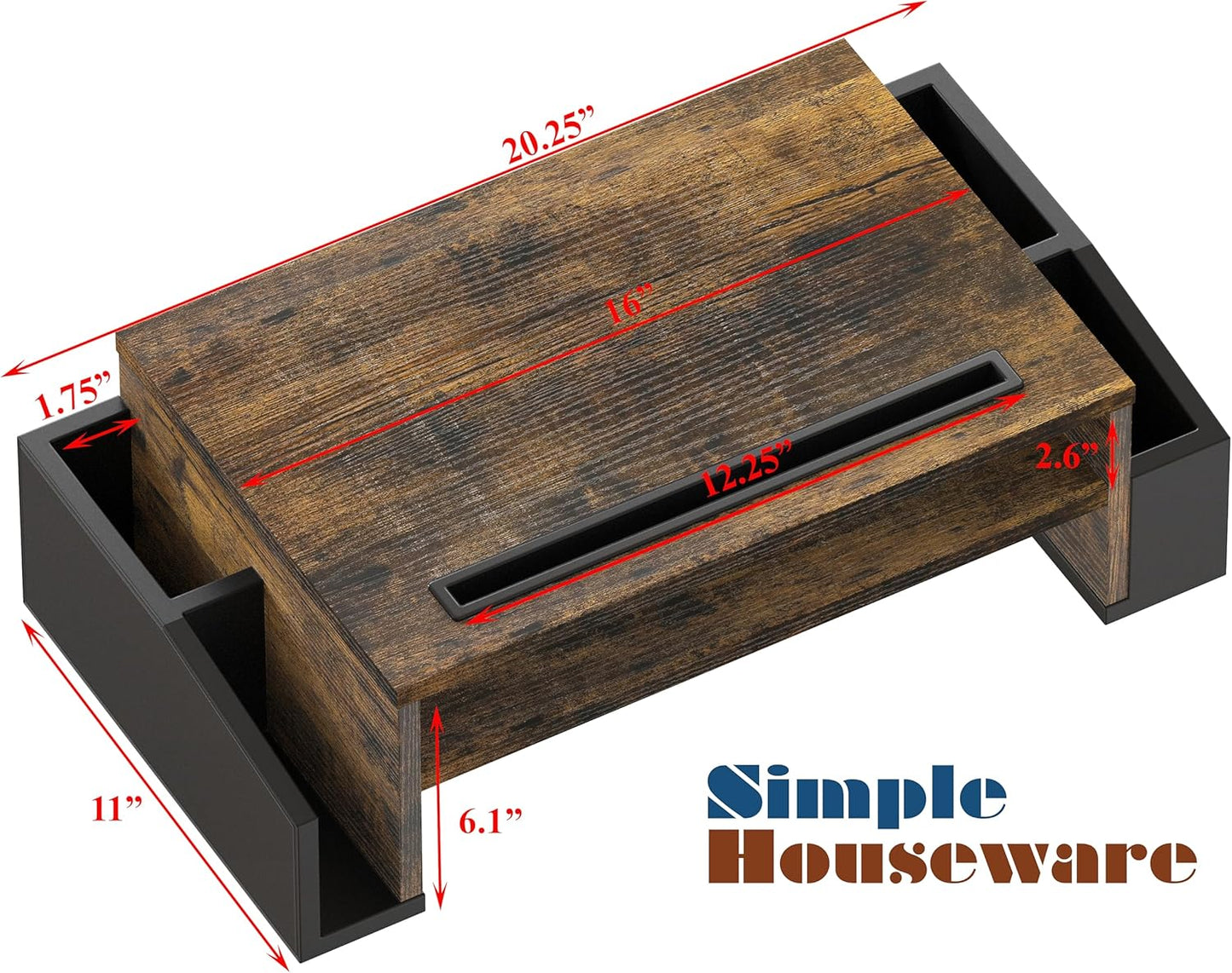 Simple Houseware Desk Monitor Stand Riser with Adjustable Organizer tray, Espresso