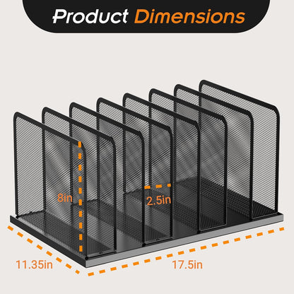 Kuntine.B Desk File Organizer 5 Sections Upright Mesh Desktop Organizer File Sorter Office Organization File Holder for Home, Office & Classroom