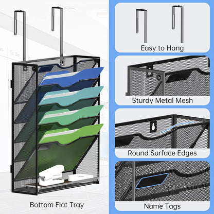 Kuntine.B Wall File Organizer Office Hanging Magazine Holder Wall File Organizer for Office Home (Black, 5 Tier)