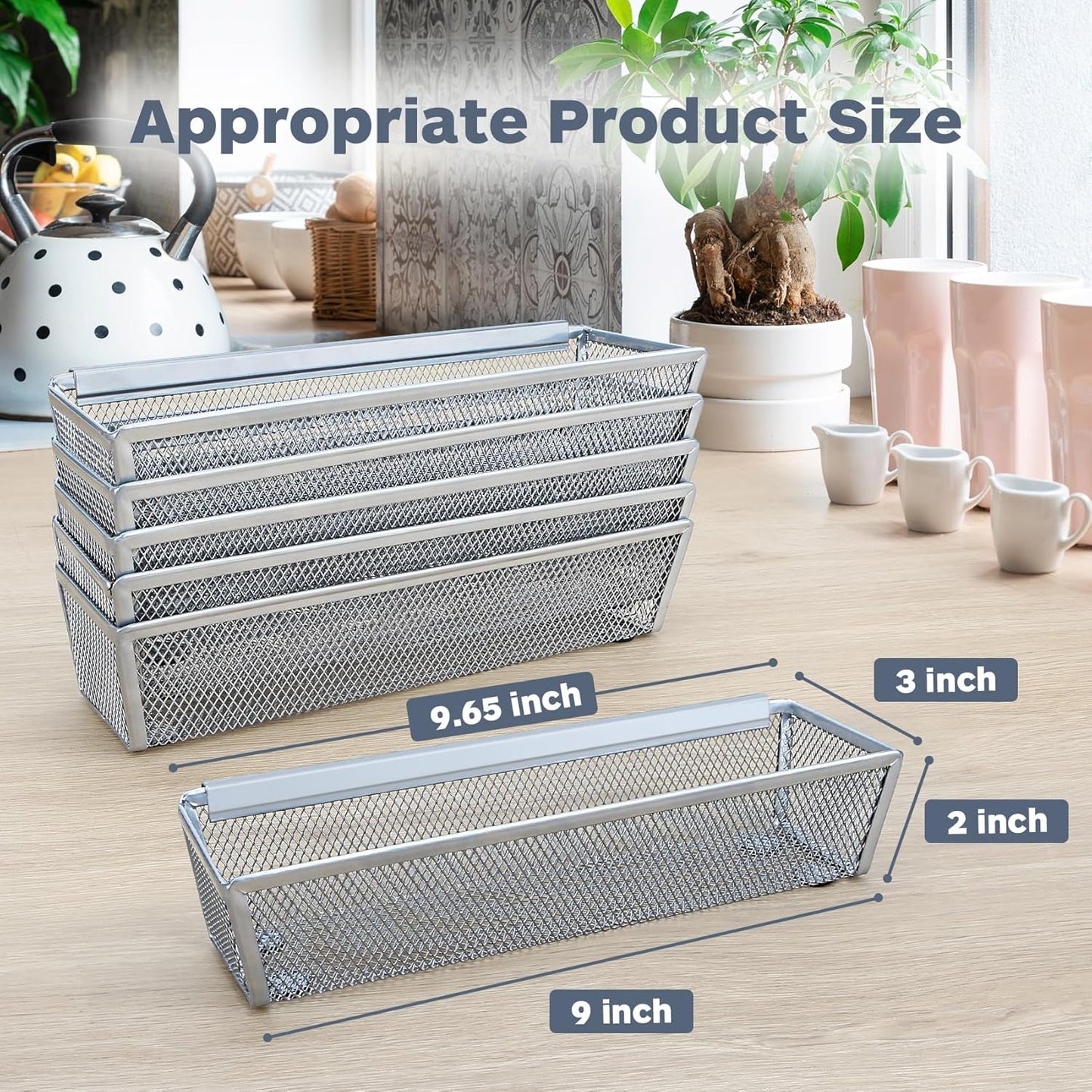 Smgmg Silverware Drawer Organizer, Silverware Organizer for Drawer, 6 Pack Utensil Organizer for Kitchen Drawers, Kitchen Drawer Organizer for Large Utensils with Interlocking Arm (9.6 * 3 * 2 inch)
