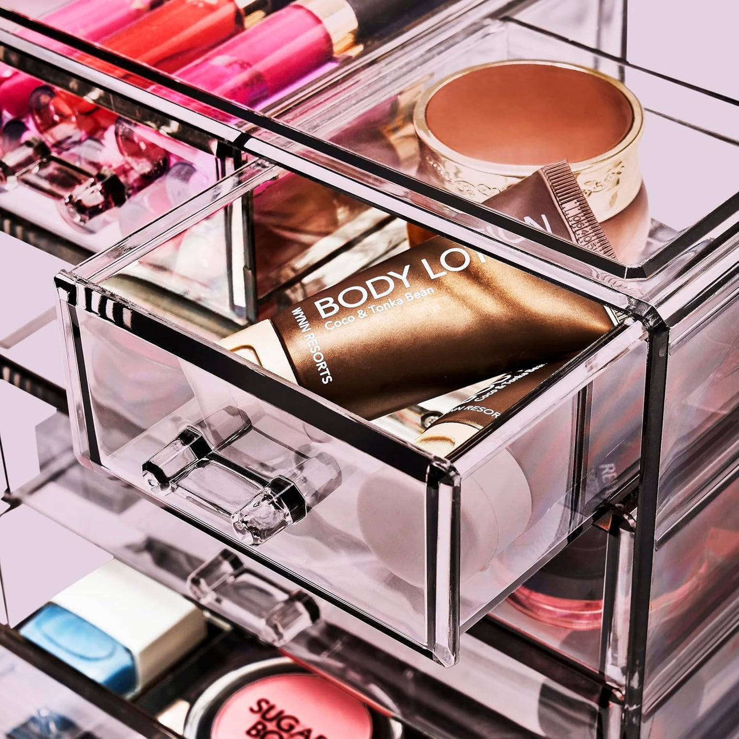 Sorbus Acrylic Makeup Organizer Set, 6-Drawer Vanity & Countertop Cosmetic Storage with Small & Wide Drawers, Clear Makeup Storage for Brushes, Lipsticks, Jewelry – Holiday Gift for Women & Teens