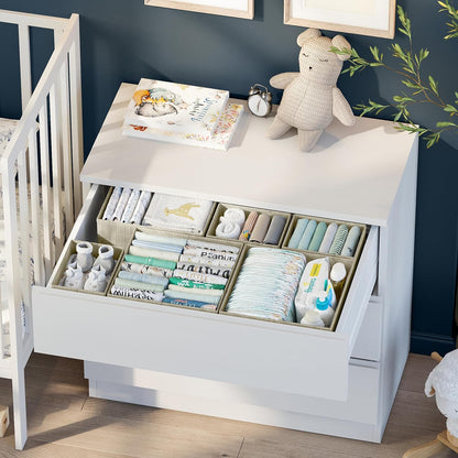 Drawer Organizer Clothes Set of 12 Grey - Dresser Organizer For Nursery, Bedroom, Closet - The Perfect Baby Clothes Organizer and Storage & General Nursery Organization or Dresser Drawer Organizers