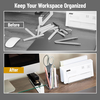 Mind Reader Paper Tray, Desktop Organizer, File Storage, Modern, Office, Acrylic, Clear