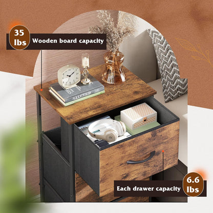 WLIVE Dresser with 3 Drawers, Fabric Nightstand, Cabinet with Wheels, Organizer Storage Dresser for Bedroom, Office, Entryway, Closets, Sturdy Steel Frame, Wood Top, Easy Pull Handle, White