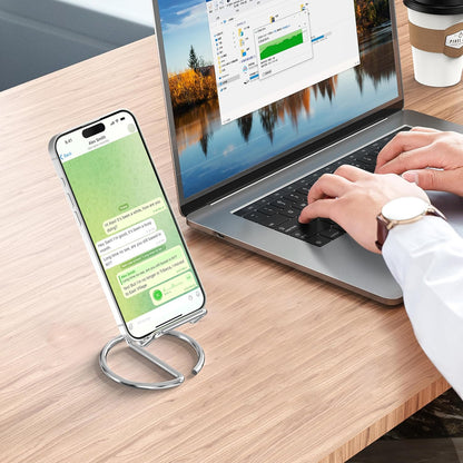 Metal Cell Phone Stand for Desk, Cute One-Piece Phone Holder, Stable Desktop Display Dock for iPhone, iPad, Samsung, Tablets & All Mobile Phones, Gold