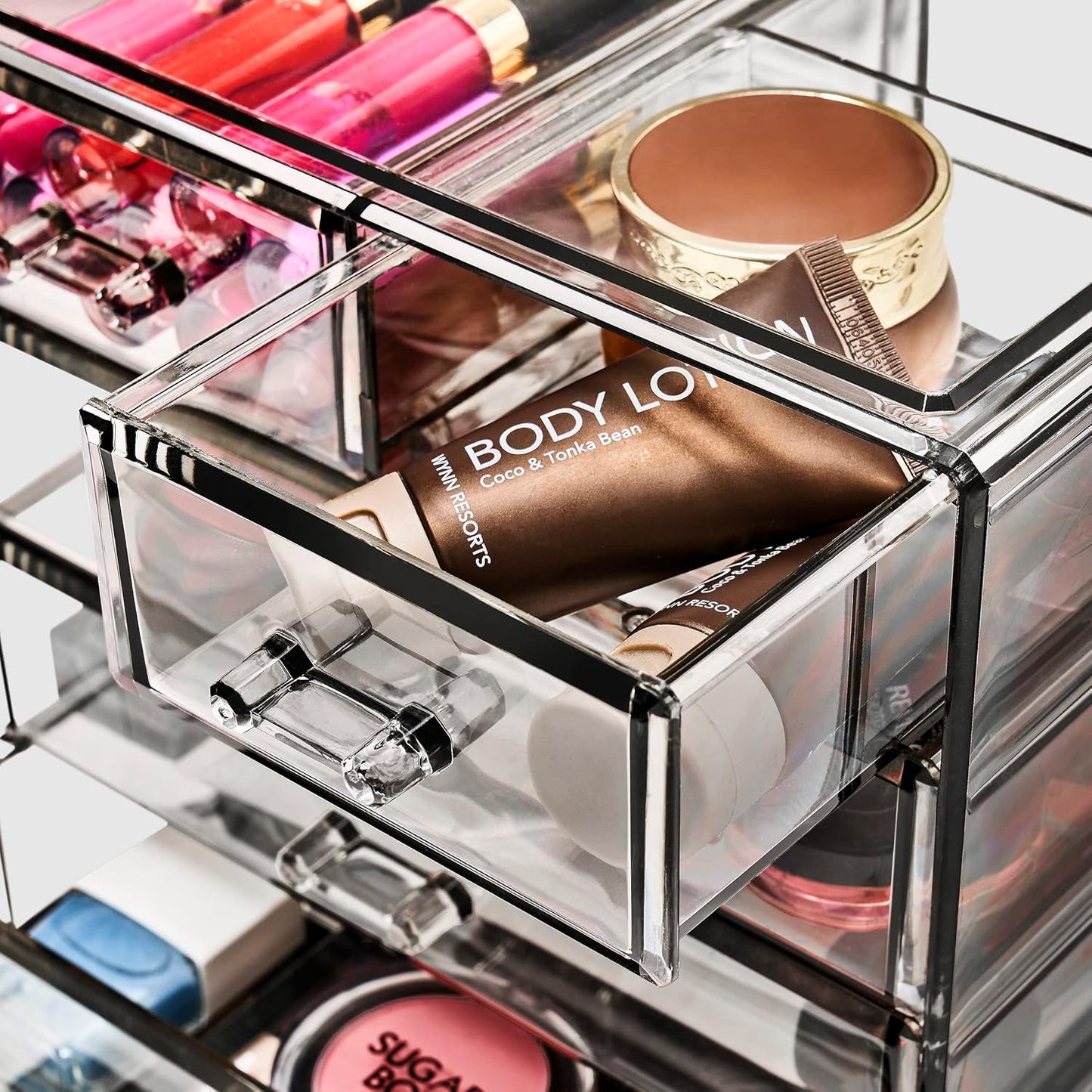 Sorbus Acrylic Makeup Organizer Set, 6-Drawer Vanity & Countertop Cosmetic Storage with Small & Wide Drawers, Clear Makeup Storage for Brushes, Lipsticks, Jewelry – Holiday Gift for Women & Teens