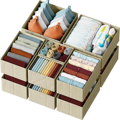 Drawer Organizer Clothes Set of 12 Grey - Dresser Organizer For Nursery, Bedroom, Closet - The Perfect Baby Clothes Organizer and Storage & General Nursery Organization or Dresser Drawer Organizers