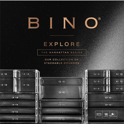 BINO | 5-Drawer Makeup Organizer, Lexington Avenue | THE MANHATTAN SERIES | Modular Design Storage Drawers | Vanity Acrylic Organizers | Stackable Storage Bins | Clear Makeup Organizers And Storage