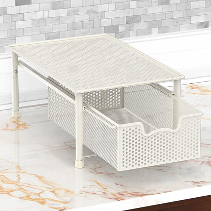 Simple Houseware Stackable 3 Tier Sliding Basket Organizer Drawer, Silver