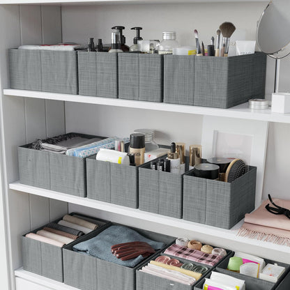 Drawer Organizer Clothes Set of 12 Grey - Dresser Organizer For Nursery, Bedroom, Closet - The Perfect Baby Clothes Organizer and Storage & General Nursery Organization or Dresser Drawer Organizers