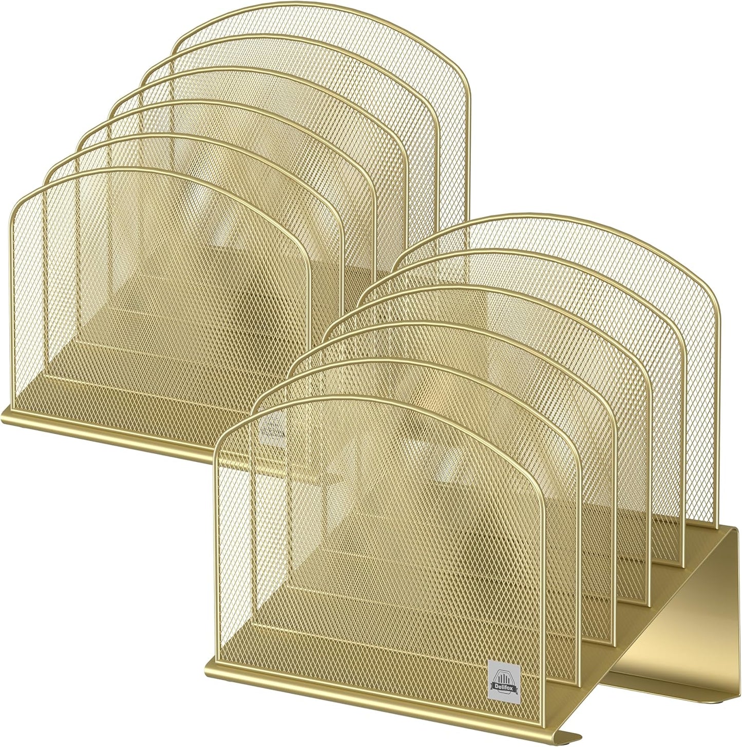 Delifox Inclined Desk File Organizer,Vertical File Folder Holder Stand Metal Rack File Sorter for Office Classroom Desktop Organization