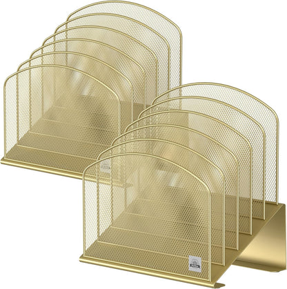 Delifox Inclined Desk File Organizer,Vertical File Folder Holder Stand Metal Rack File Sorter for Office Classroom Desktop Organization
