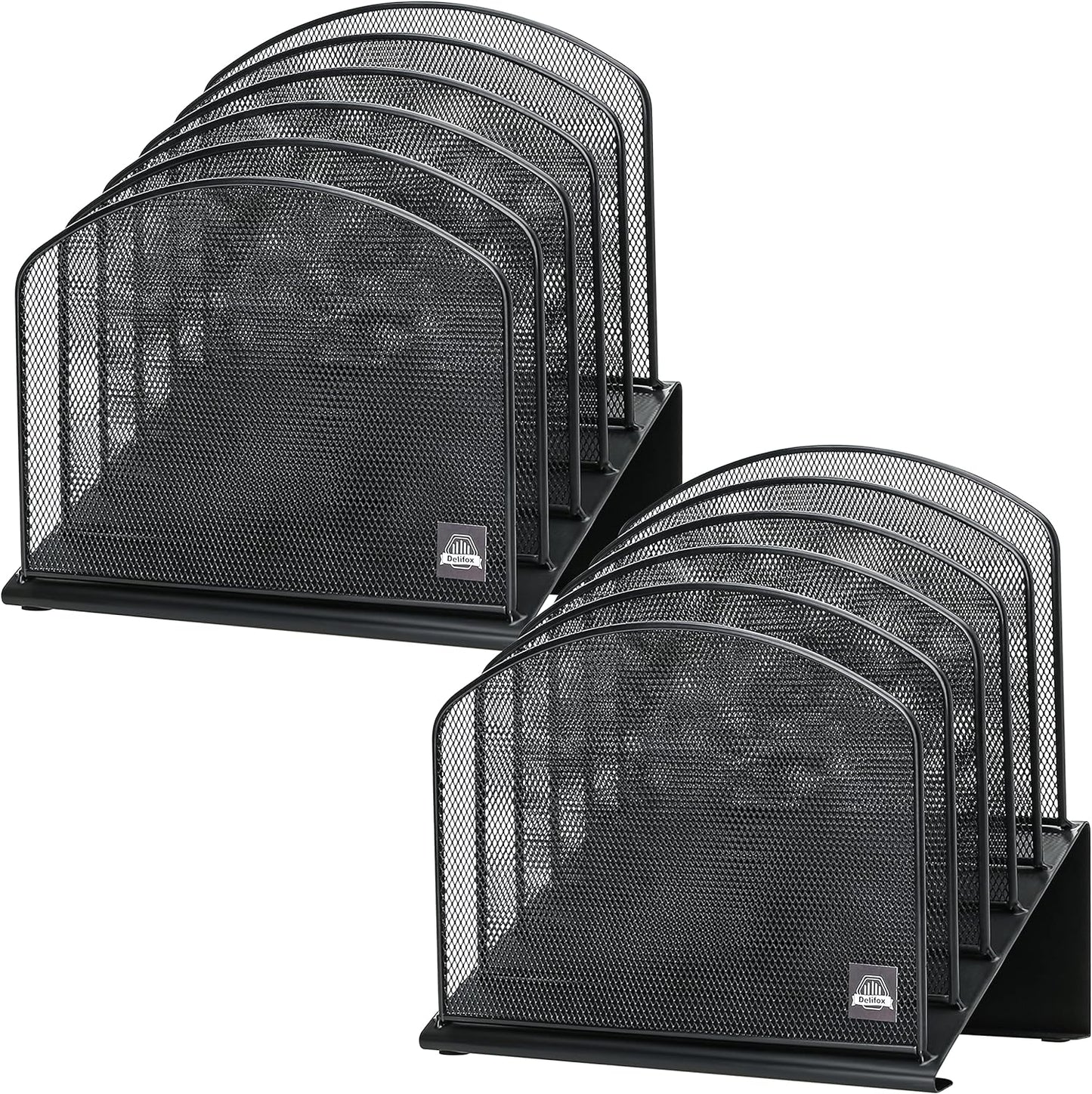 Delifox Inclined Desk File Organizer,Vertical File Folder Holder Stand Metal Rack File Sorter for Office Classroom Desktop Organization