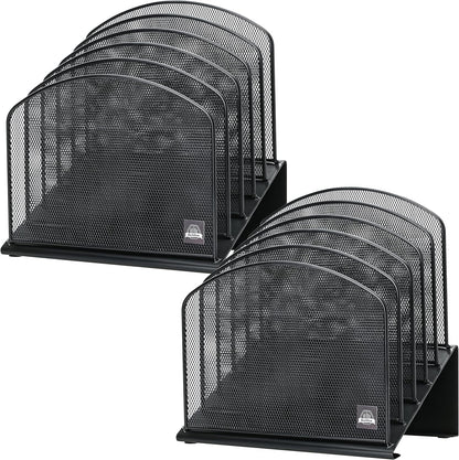 Delifox Inclined Desk File Organizer,Vertical File Folder Holder Stand Metal Rack File Sorter for Office Classroom Desktop Organization