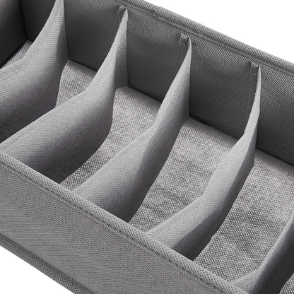 Amazon Basics Collapsible Cloth Drawer Organizer Boxes for Socks, Underwear and Baby Clothes, Storage Bins, Gray, Set of 6