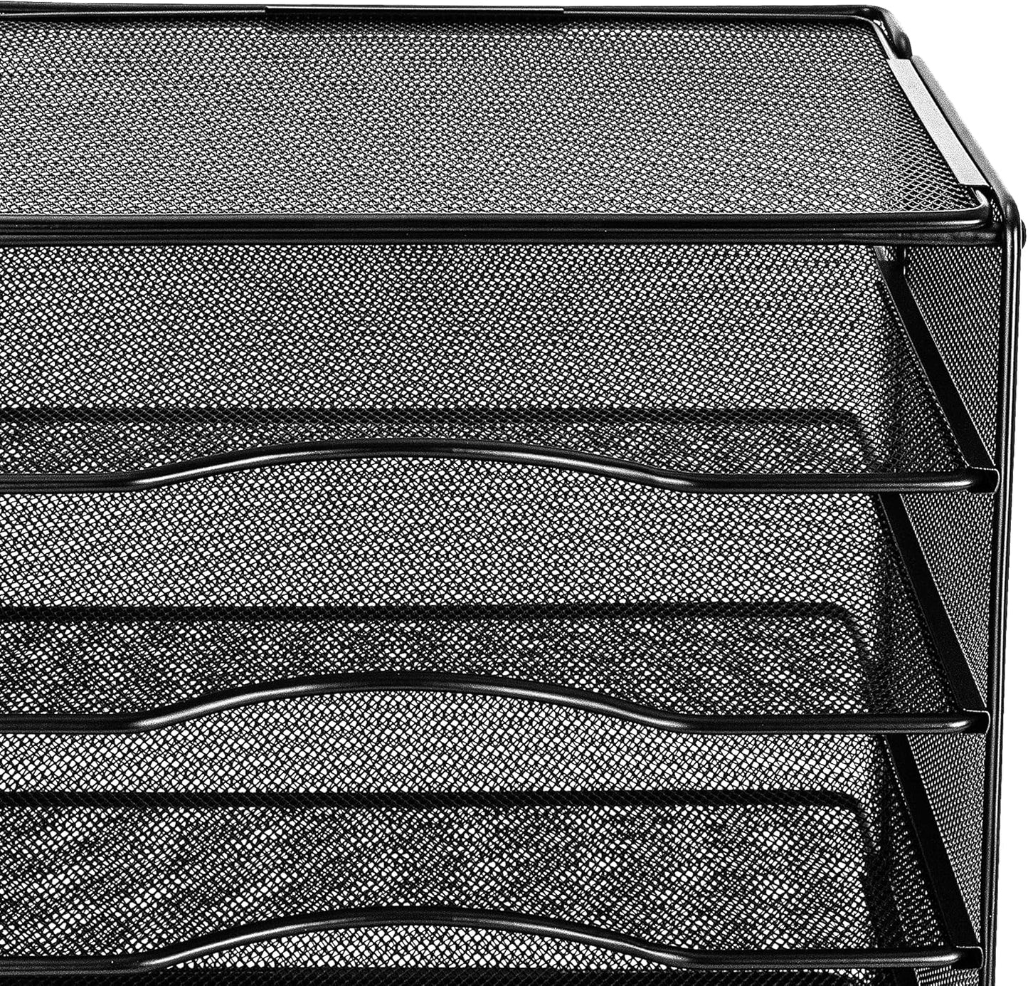 Amazon Basics 5-Tier Mesh Desk Organizer, File Holder, Paper Sorter for Office Supplies, Mail, Documents, 13.6 x 9.5 x 12.8 inches, Black