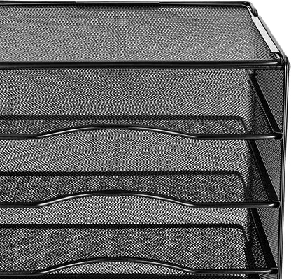 Amazon Basics 5-Tier Mesh Desk Organizer, File Holder, Paper Sorter for Office Supplies, Mail, Documents, 13.6 x 9.5 x 12.8 inches, Black