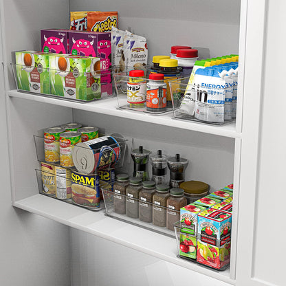 Simple Houseware 4 Pcs Kitchen Clear Bin Storage Organizer, 15" x 8" x 3.75"