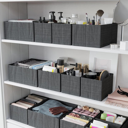 Drawer Organizer Clothes Set of 12 Grey - Dresser Organizer For Nursery, Bedroom, Closet - The Perfect Baby Clothes Organizer and Storage & General Nursery Organization or Dresser Drawer Organizers